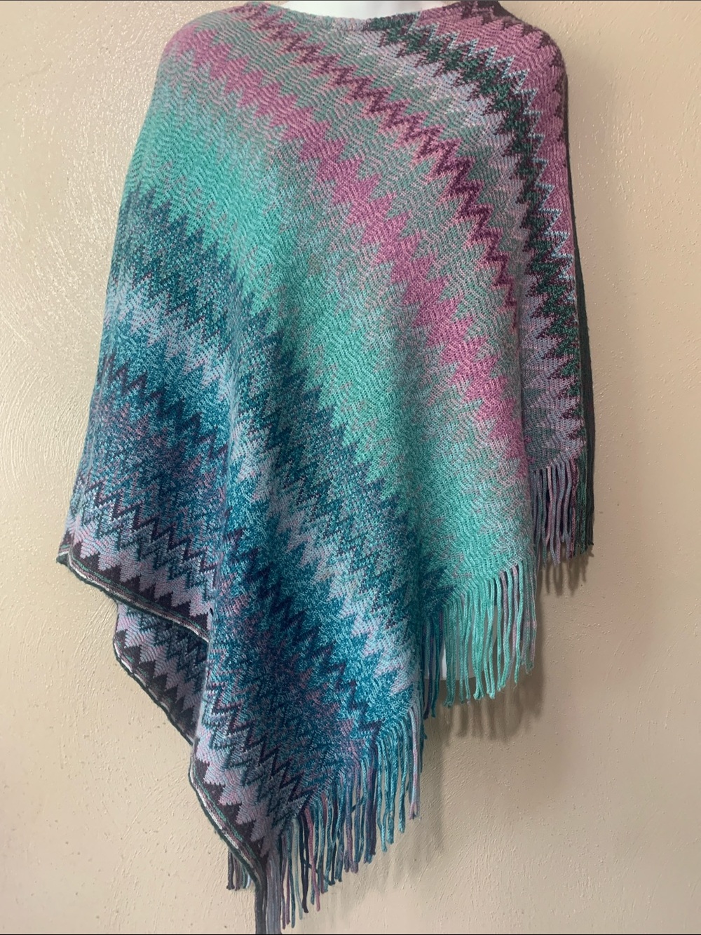 Woven Heart Multicolor Knit Top in Teal, Lavender & Pink